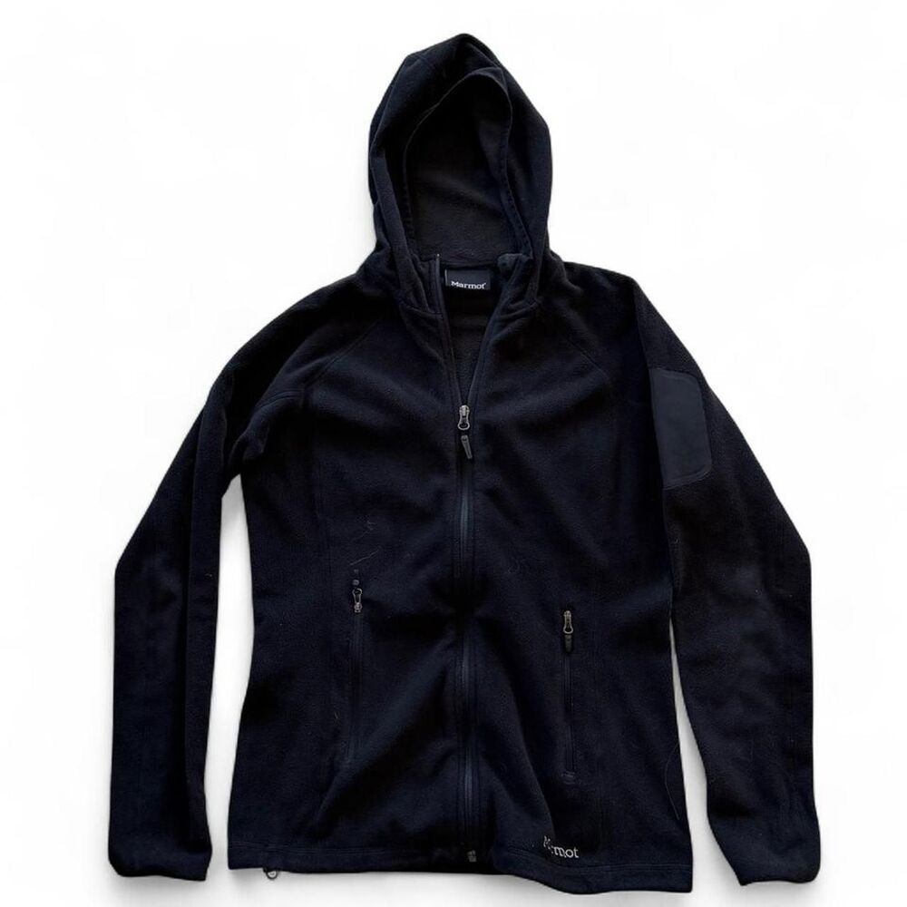 Marmot Women's Black Fleece Full Zip Hooded Jacket - Size Medium